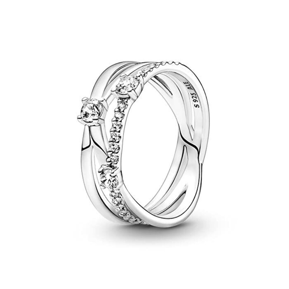 Pandora Sparkling Triple Band Ring Clear 50 (US Size 5)